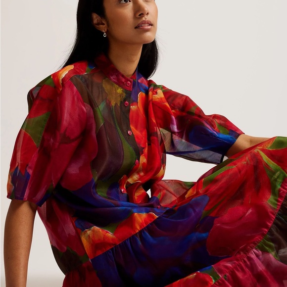 Ted Baker MIRU Floral Print Midi Dress - Picture 4 of 9